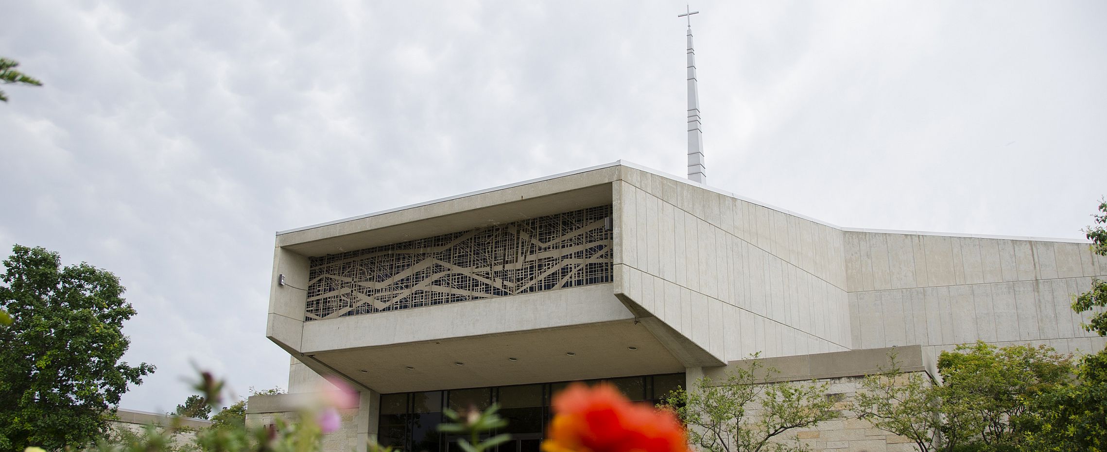 A picture of A. F. Siebert Chapel in spring.