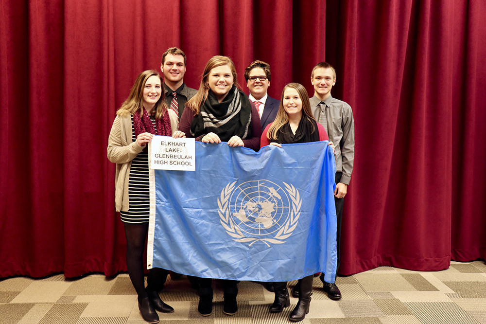 Elkhart Lake Glenbeulah High School at the 2018 Model UN High School Conference at Carthage.