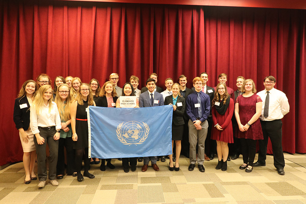 Plymouth High School at the 2018 Model UN High School Conference at Carthage.