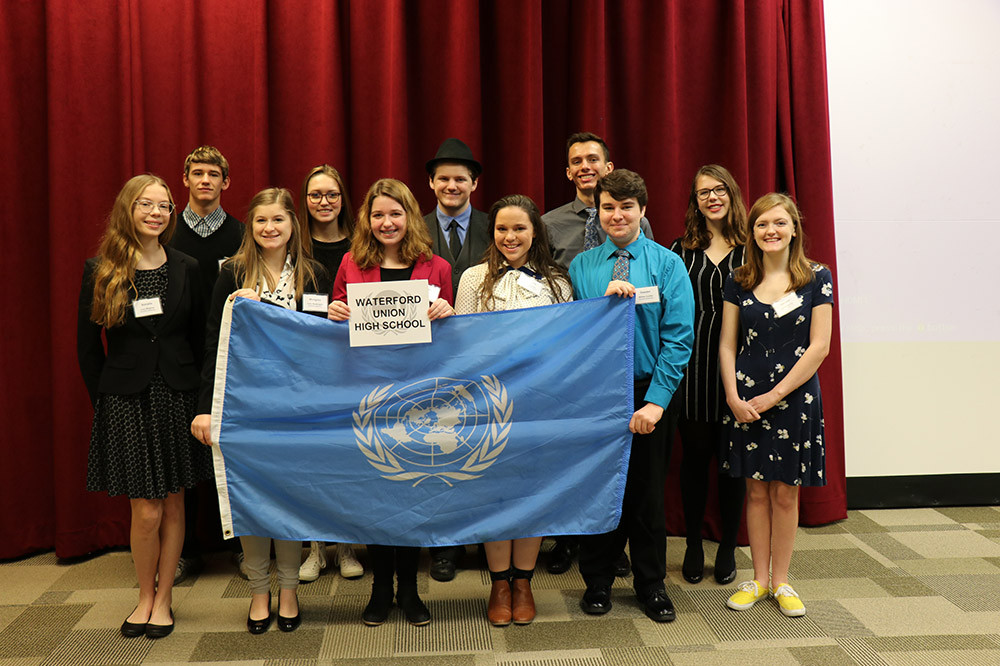 Waterford Union High School at the 2018 Model UN High School Conference at Carthage.
