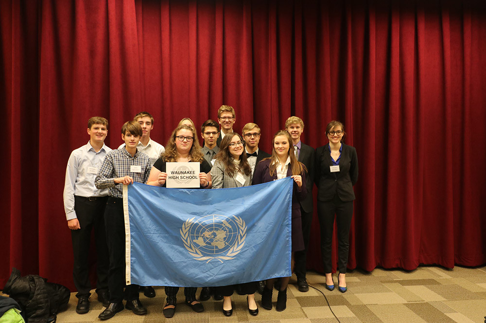 Waunakee High School at the 2018 Model UN High School Conference at Carthage.
