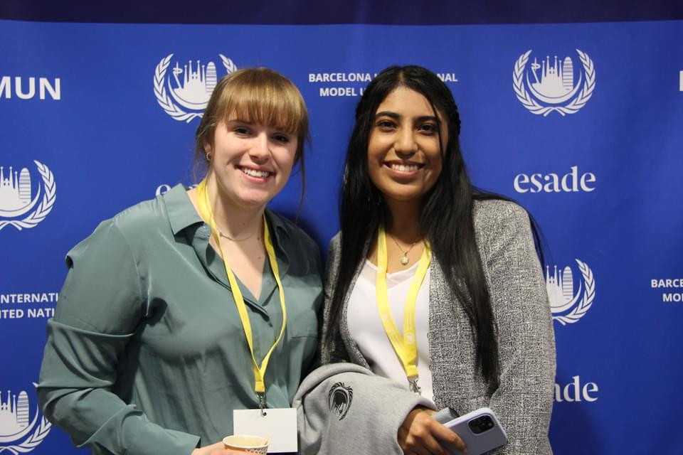Gracelyn Footit ?22 and Ashley Castillo ?22 at the BIMUN Model UN Conference 2022.