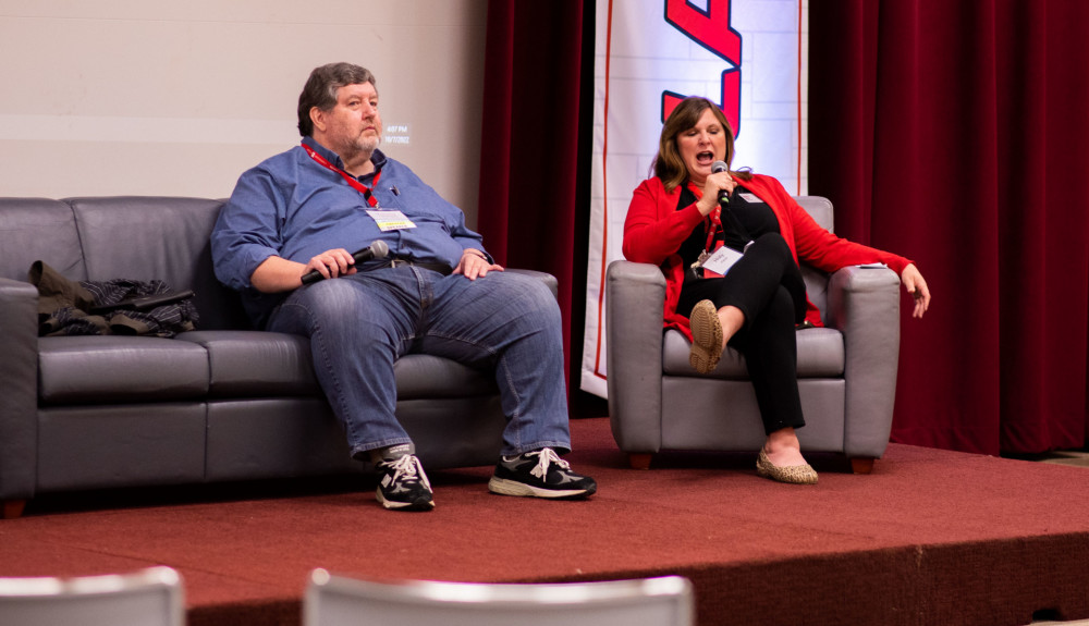 Podcaster and journalist Tommy Tomlinson and Aspire Center staff member Holly Hess presented a se...