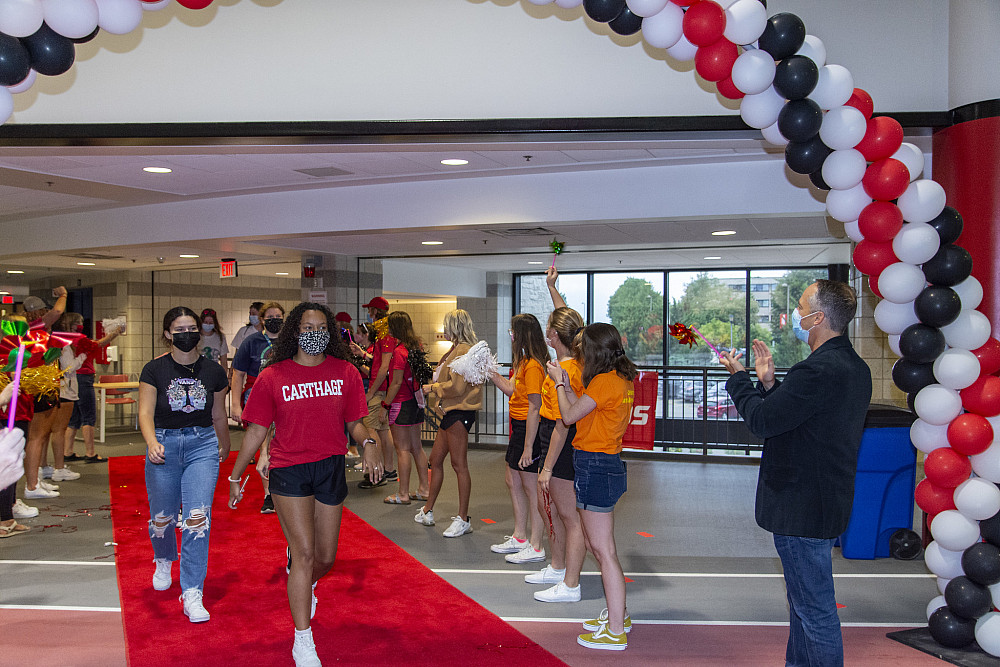 Carthage faculty, staff, and returning students greeted new students at a Community Welcome event...