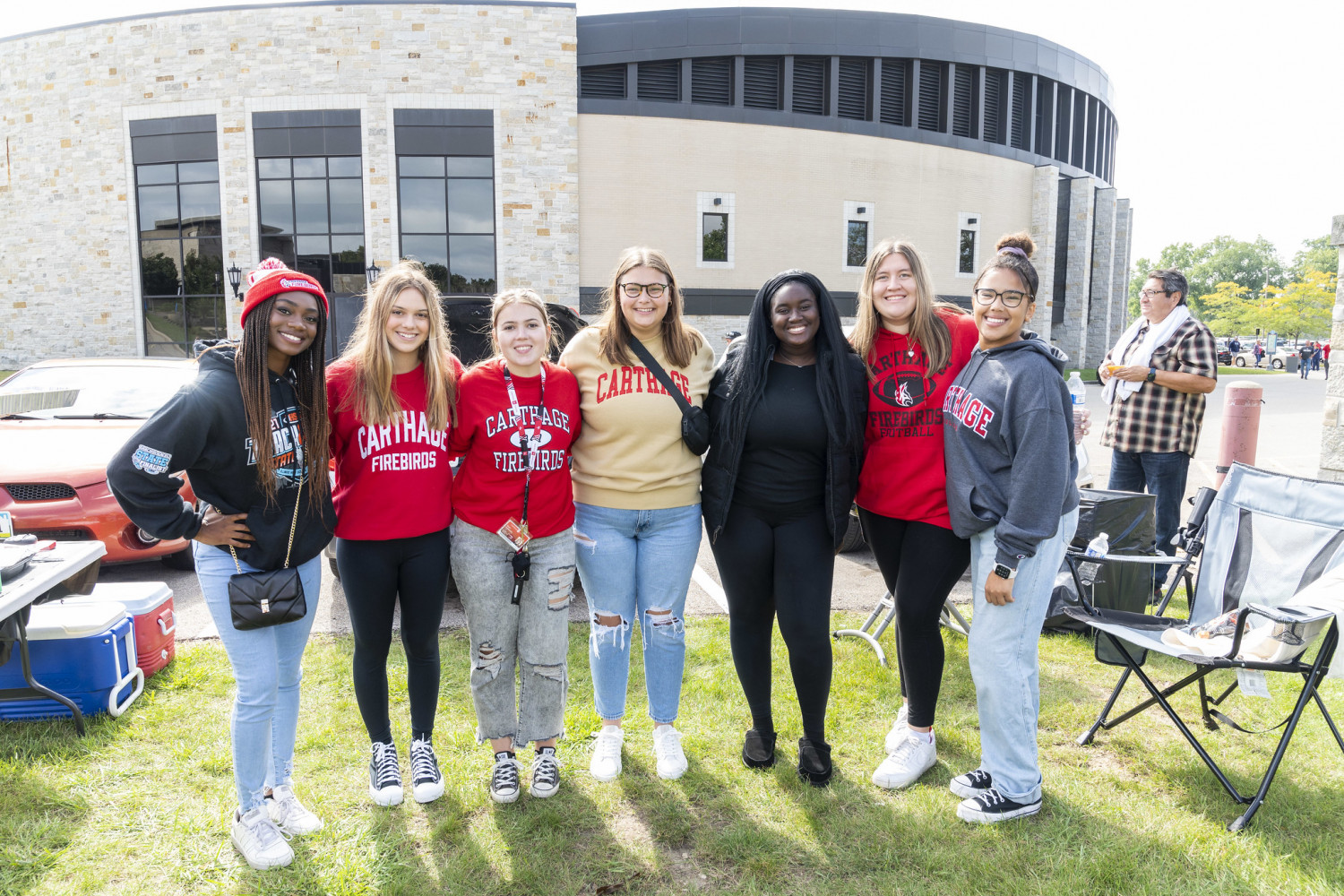 Alumni, students, and families gathered for a tailgate before the Homecoming Football game.