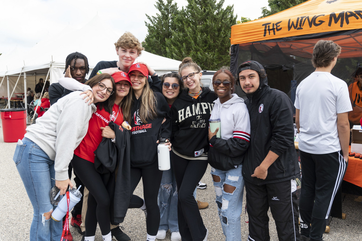 Alumni, students, and families gathered for a tailgate before the Homecoming Football game.