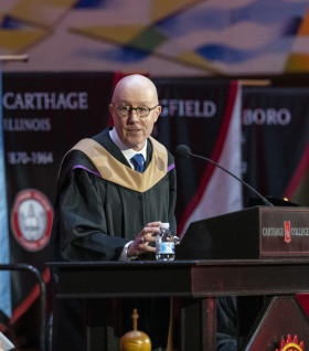 Prof. Greg Barron delivers the 2022 faculty address.
