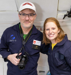Prof. Kevin Crosby (left) and Wisconsin teacher Kellie Arenz (right) took flight as part of the E...