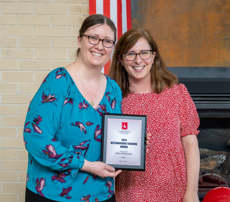 Professor Nina Weisling, left, of the Education Department won the Distinguished Teaching Award f...